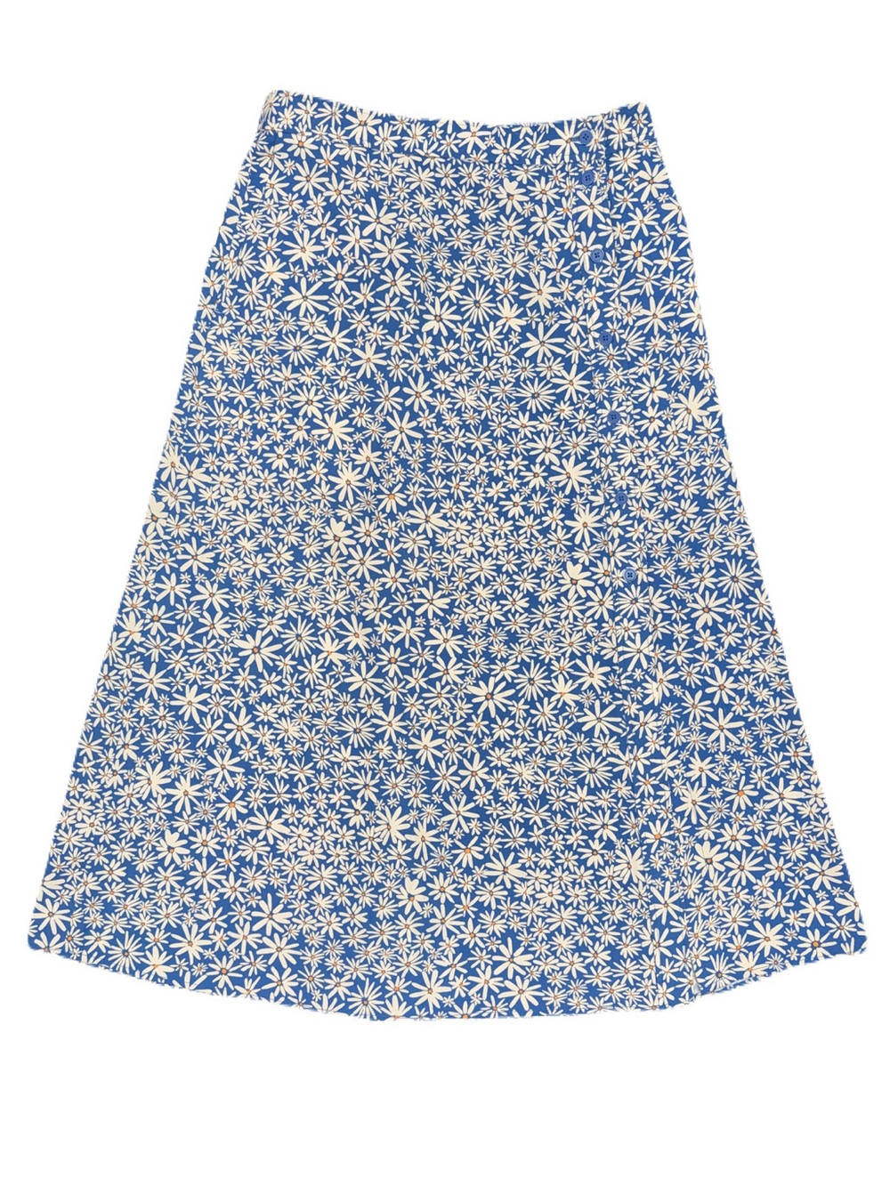 Uniqlo Floral Printed Slit Midi Skirt Blue Size S Cottagecore Prairie Boho Ditsy